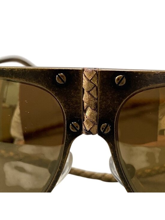 Bottega Veneta Benneta BV 61 Vintage Wash Aviator Sunglasses Gold Intrecciato main image 9